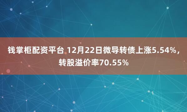 钱掌柜配资平台 12月22日微导转债上涨5.54%，转股溢价率70.55%